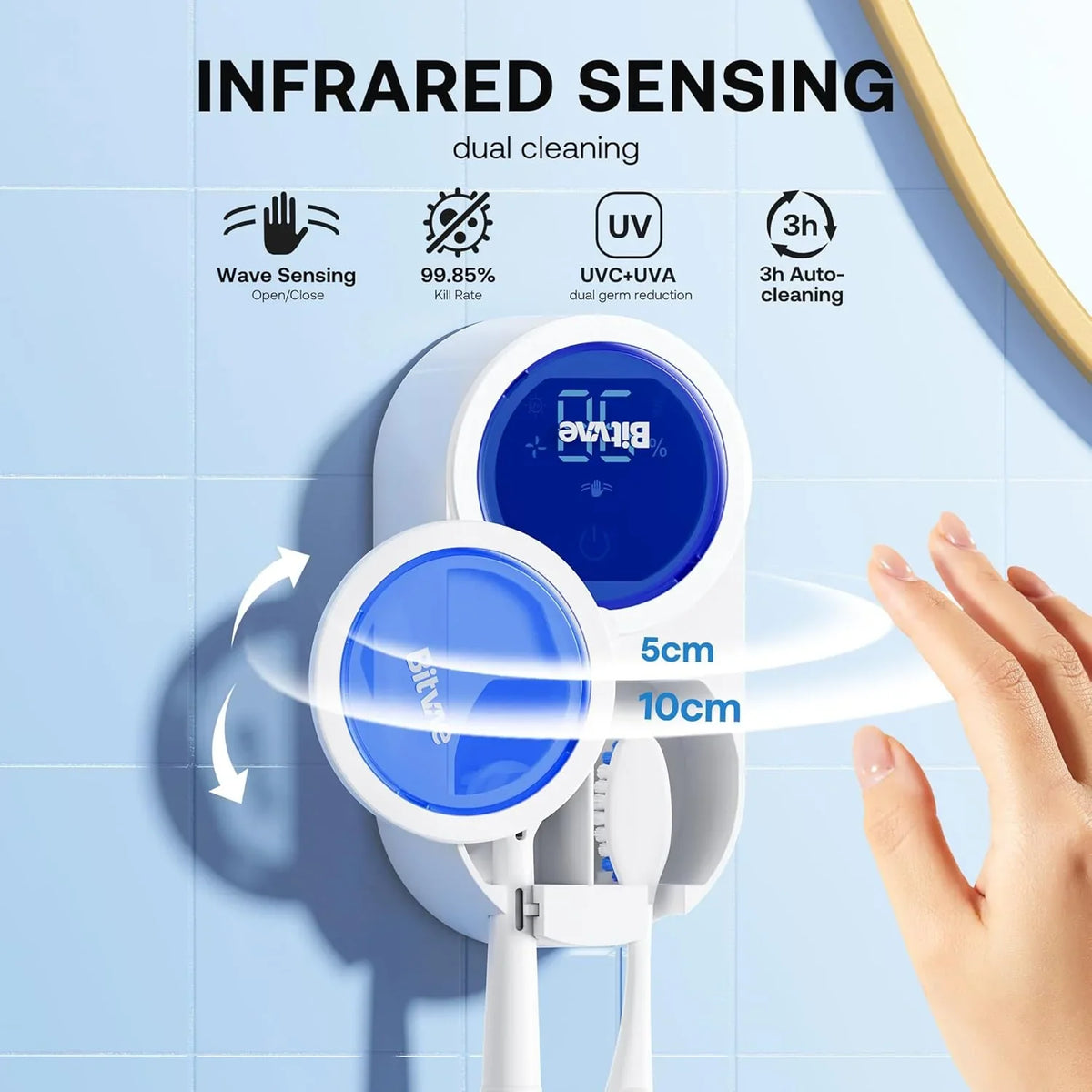 Automated Smart Toothbrush Sanitizer & Holder: 99.9% Clean, Every Single Time