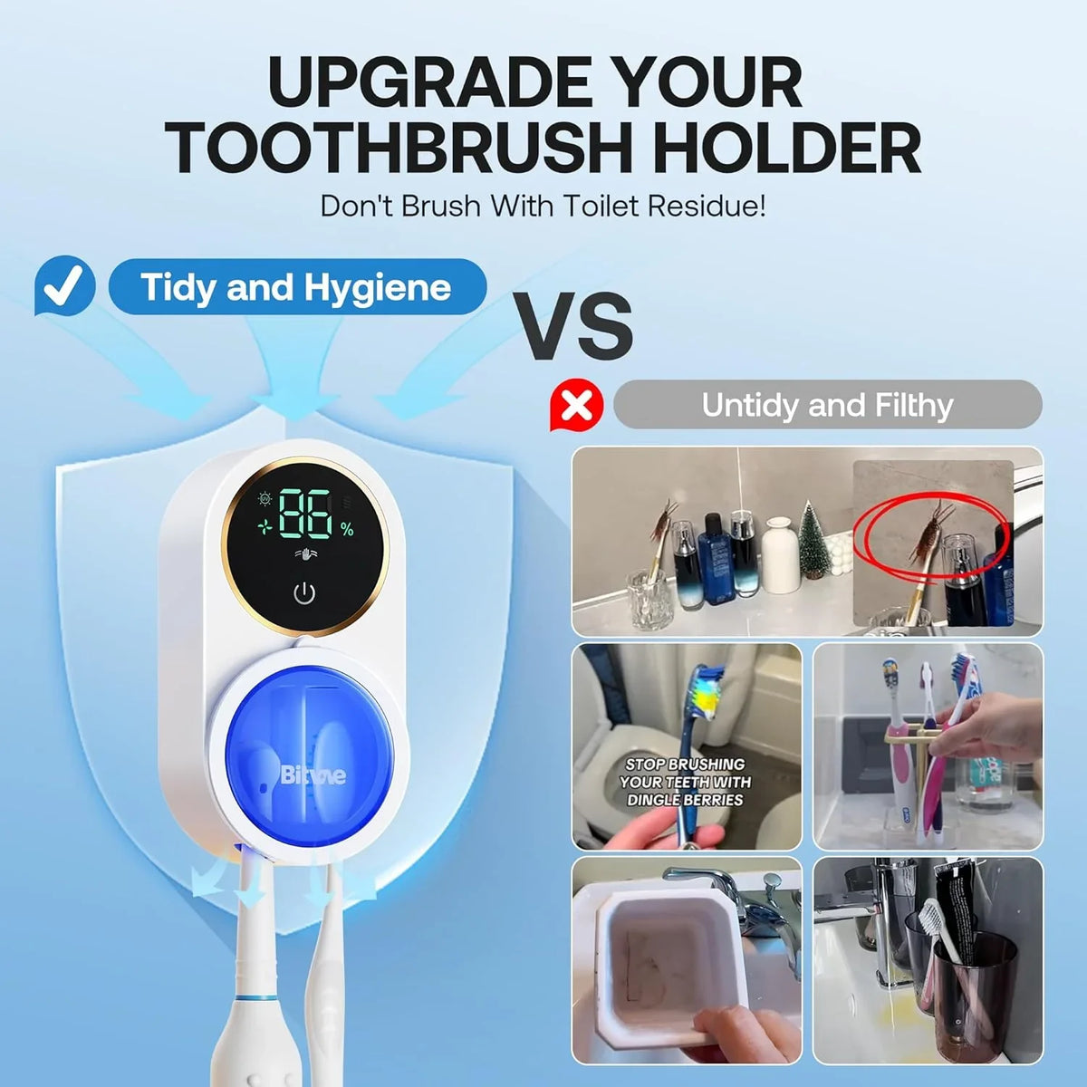 Automated Smart Toothbrush Sanitizer & Holder: 99.9% Clean, Every Single Time